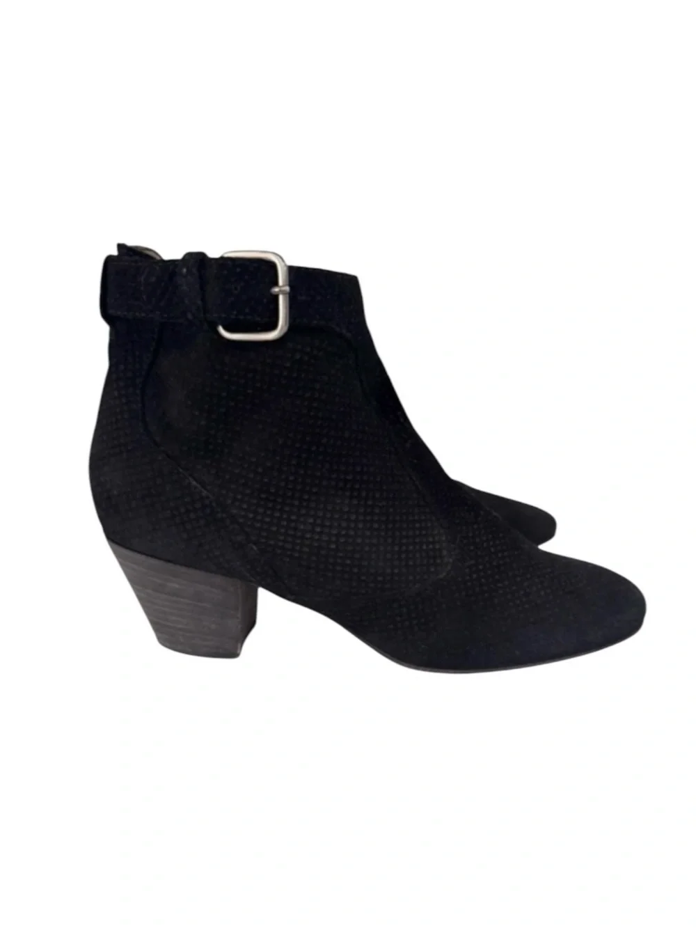 Aquatalia France Perforated Suede Ankle Boots Black Size 7